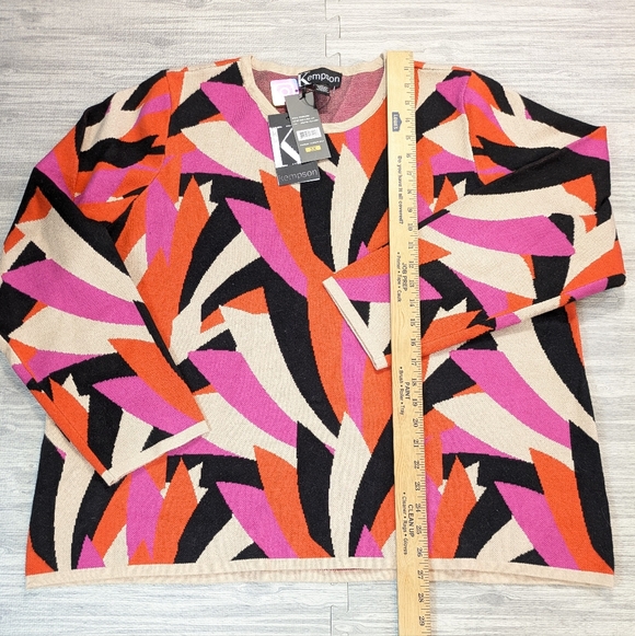 NEW Colorful Pattern Kempson Sweater, Round Neckline, Warm, Soft, Sz 3X - Picture 5 of 8